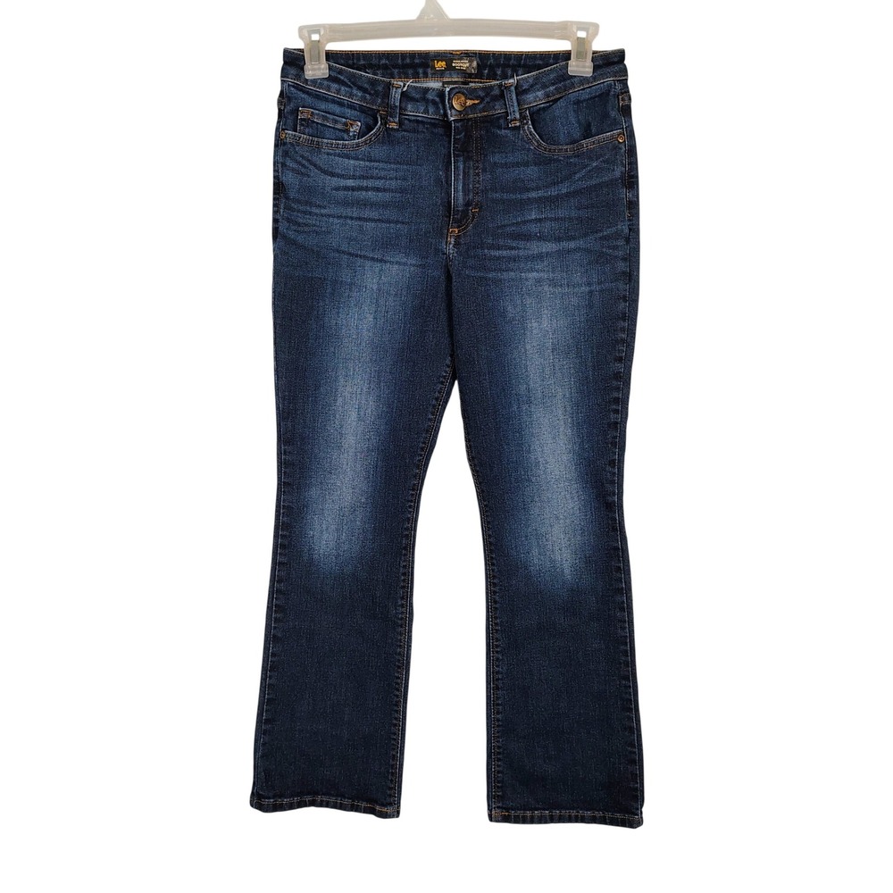 Lee‎ Womens SZ 10 Petite Regular Fit Bootcut Jeans Dark Wash Stretch Denim